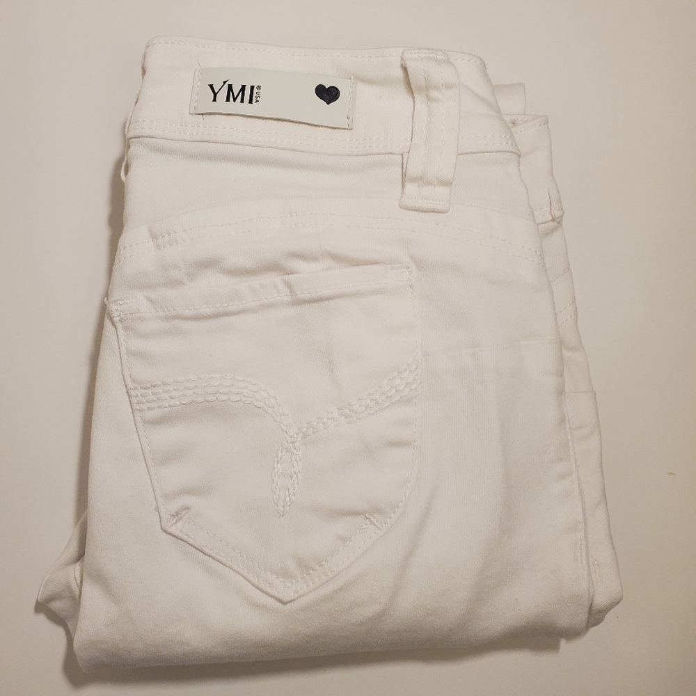 YMI Distressed White Skinny Jeans